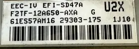 F2tf-12a650-axa Ford F2tf-12a650-axb 1992 92 F150 4.9l Ecu Ecm Pcm Engine Computer Module # #2