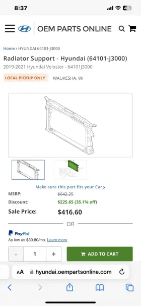 64101-j3000 Hyundai Radiator Support Carrier Assembly-front End Module
