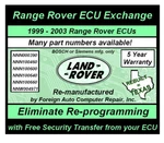 1999-2003 Land Rover-range Ecu Exchange- NNN000390 NNN100460 NNN100600 Etc. Fixed Price $375.00.