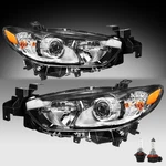 Right+left Headlights For 2014 2015 2016 2017 Mazda Black Housing Halogen Type. Fixed Price $111.99.